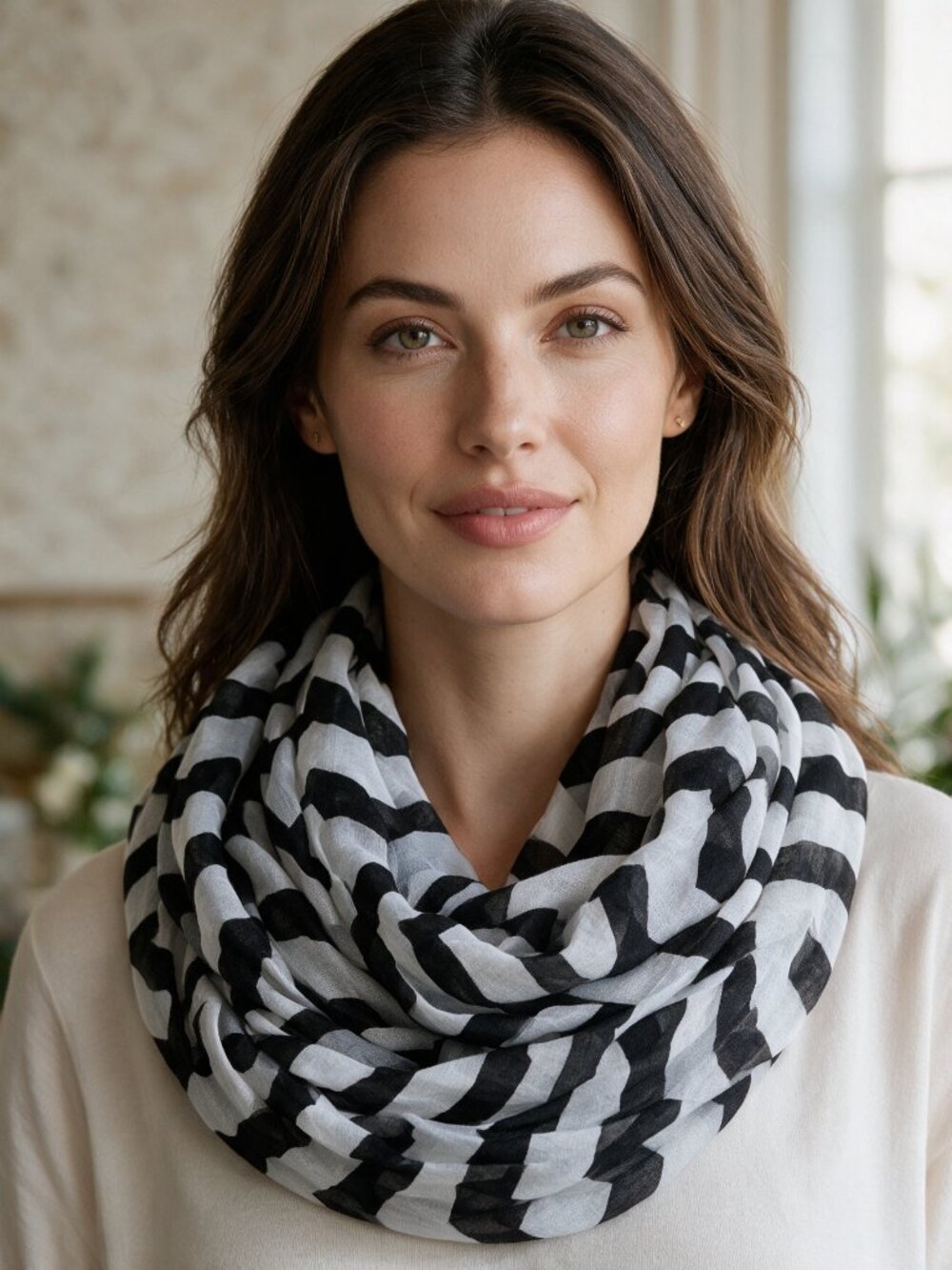 Black and White Chevron Scarf